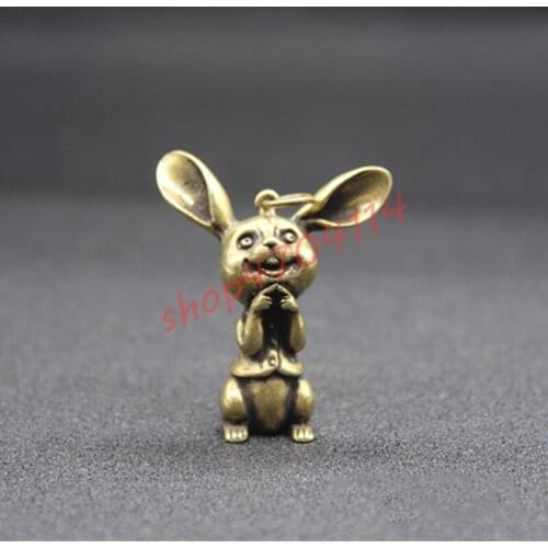 Solid, pure copper, mini twelve zodiac rabbit ornaments, handicraft ornaments, antique collection