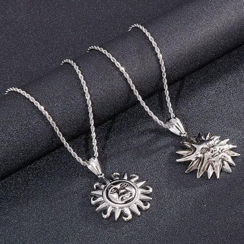 Retro hip-hop style jewelry, European and American personality trend sun mens titanium steel pendant