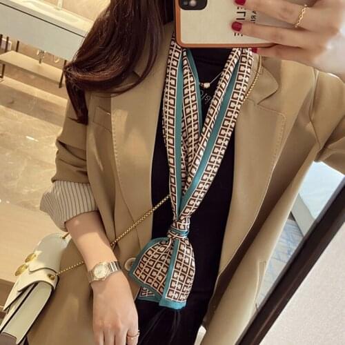 2021 spring Korean version of all-match women scarf silk hand-feel double-sided printing scarf thin section scarf 15x150cm