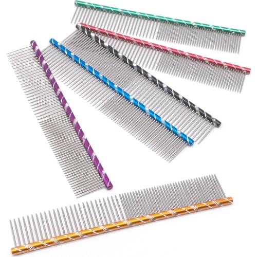 High Quality Color Painting Pet Comb Professional Stainless Steel Grooming Comb Cleaning Pins Pet Supplies Hair Straight Combs
