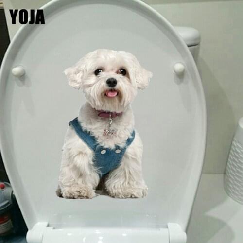 YOJA 14*21.5CM Lovely Pet Dog Wall Sticker Decor Home Decoration Toilet Seat Stickers T1-0332