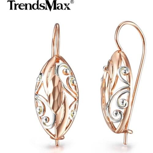 Hot Sale 585 Rose Gold White Color Oval Earrings for Women Girls Dangle Earrings Fashion Jewelry Wedding GE275