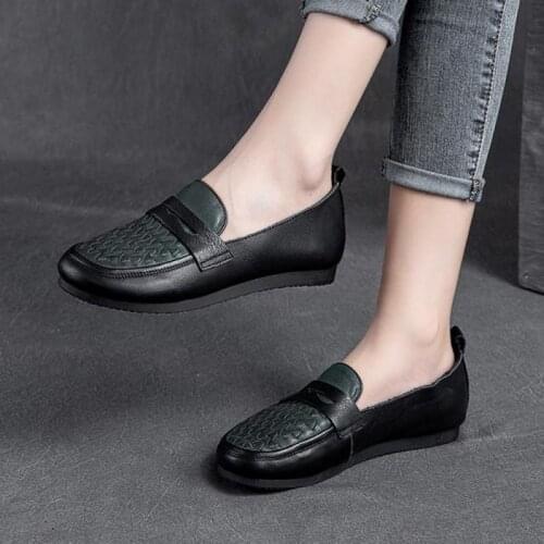 YourSeason Ladies Genuine Leather Mixed Colors Flats 2021 Spring Autumn Round Toe Concise Women Shallow Handmade Shoes