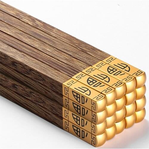 10Pairs Wenge Wooden Chopsticks Without Lacquer Wax Household Health Tableware Sushi Chinese Chopsticks Home Restaurant Supplies