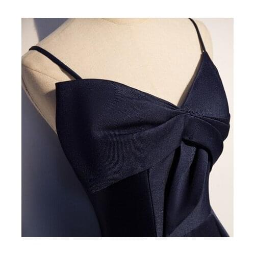 100%real navy simple bow chest sleeveless long dress queen Victoria/customs size/stage performance/studio