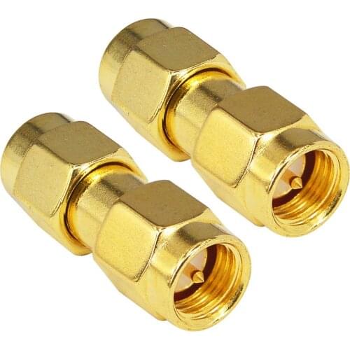100 Pieces Gold Straight SMA Adapter SMA Male plug To SMA Male Straight Adapters RF Connector