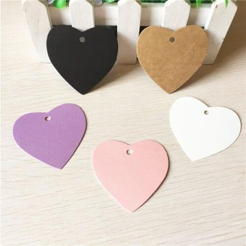1000Pcs 5 Colors Love Heart Shape Wedding Gift Diy Name Hang Labels Card Luggage Kraft Paper Packaging Boxes Price Tags