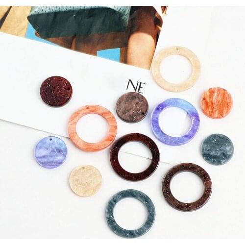 2017 New style 30pcs/lot color Hollow geometry rounds shape color pattern print fashion beads charms diy jewelry making