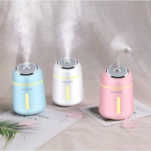 Mini Essential Oil Diffuser with USB Fan LED Lamp 330ML Ultrasonic Air Humidifier for Home Office Car 3 In 1 Aroma Diffuser