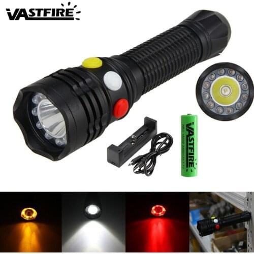 3000LM Camping Flashlight CREE Q5 LED light Yellow White Red LED Flash light Torch Bright signal lamp battery For Outdoor Hiking