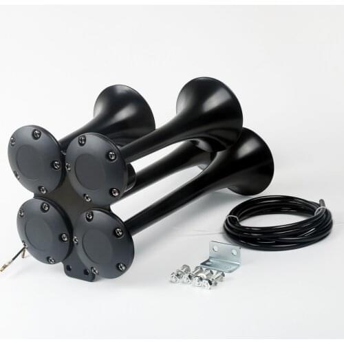 12V 150db Loud 4 Four Trumpet Air Horns Car Truck Train Boat Motorcycle