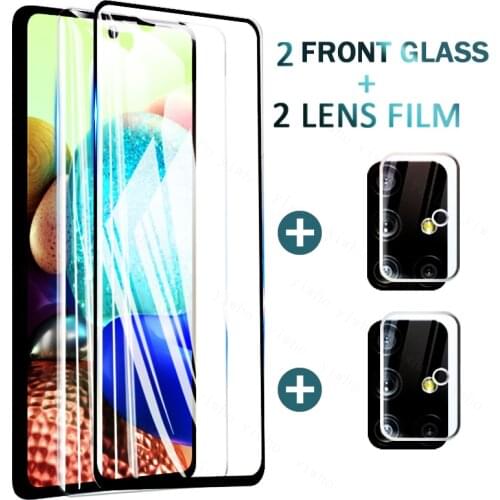 4in1 Tempered Glass for Samsung A71 5G 4G Camera Lens Screen Protector for Samsung A715f A716b A 71 71a 6.7" Protective Glass