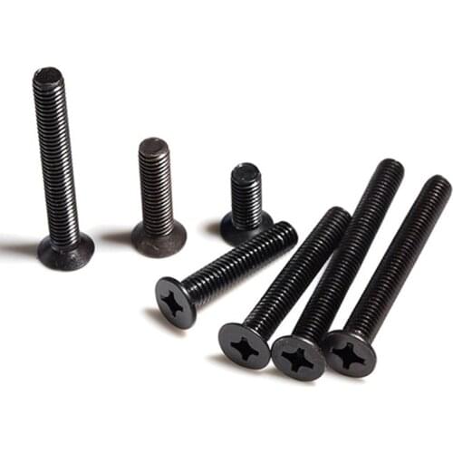 5/100pcs Black 304 Stainless Steel Cross Recessed Phillips Flat Countersunk Head Screw M1.6 M2 M2.5 M3 Bolt Thread Length 3-60mm