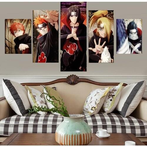 Abstract 5 Panels Cartoon Canvas Paintings Posters Prints Akatsuki Anime Sofa Wall Art Pictures Home Decor For Living Room