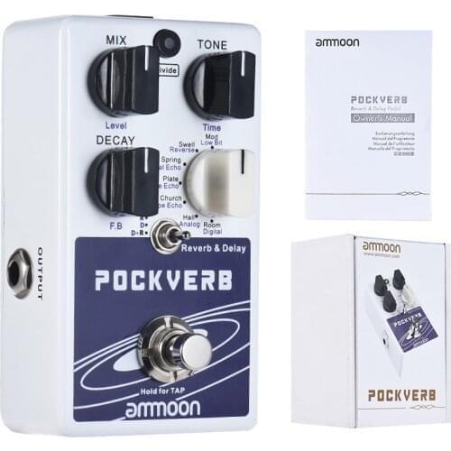 Ammoon POCKVERB Reverb & Delay Guitar Effect Pedal 7 Reverb Effects + 7 Delay Effects With Tap Tempo Function True Bypass