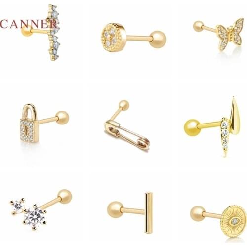 CANNER 925 Sterling Silver Earrings For Women Lightning Butterfly Eye Love Nail Ball Pin Piercing Stud Earring Pendiente Jewelry