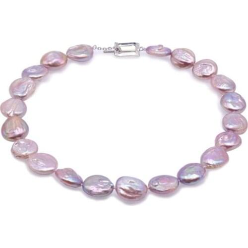 Baroque Pearl Necklace White and Lavender South Sea Freshwater Cultured Necklace Party Jewelry Gift AAA 18"