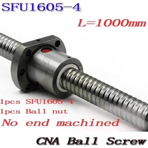 Free Shipping SFU1605-4 Ball Screw SFU1605 1000mm + 1pc RM 1605 Ballscrew Ballnut for CNC parts CNC Parts