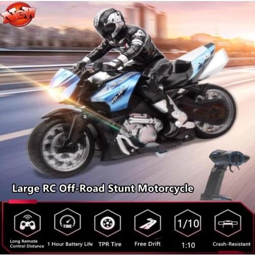 Large Remote Control Off-Road Stunt Motorcycle RC 2.4G 60mins 1:10 High Speed Climbing Drift Model Remote Control Car Kids Toys