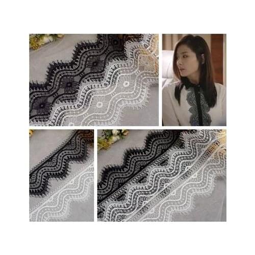 3M Long Black /White Non-elastic Eyelashes whiskers Clothing underwear Accessories DIY Decoration 17CM Wide Lace