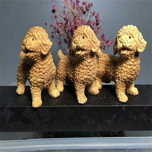 Boxwood, wood, Teddy, dog, carving, text playing, mahogany crafts, , ornaments, woodcarving