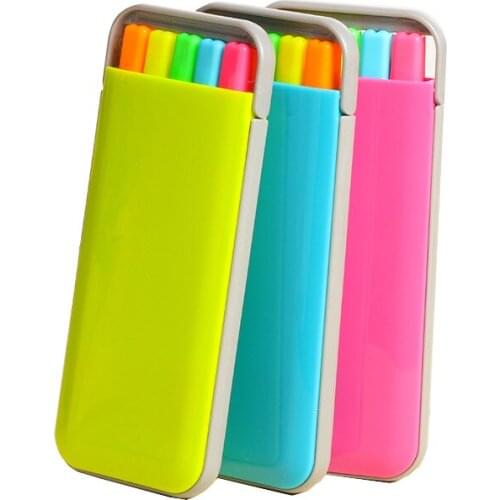 Lines Striking Fluorescent Marking Pen Students Highlighter 5 Colors Watercolor Marker Set Stationery Office Supplies Wholesale