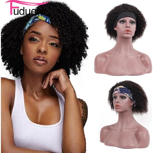 Fuduete Headband Wig Afro Kinky Curly Wig Cheap Human Hair Wigs Full Machine Made Wigs For Women Brazilian Hair Wigs Remy