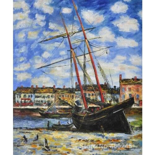 Claude Monet art collection Boat at Low Tide FeCamp oil Painting canvas High quality Hand painted