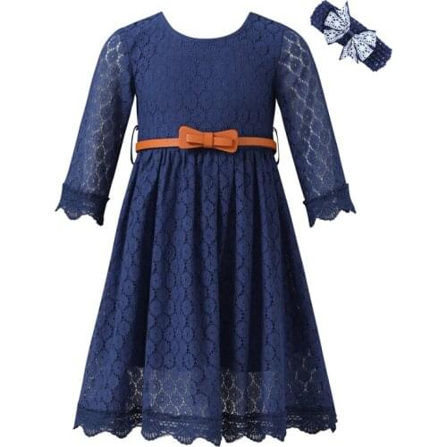 Girls Lace Dress Spring/Autumn Kids Ruffles Dresses Cotton For Teen Girl 100-170 Wear Party Birthday Dresses LM240