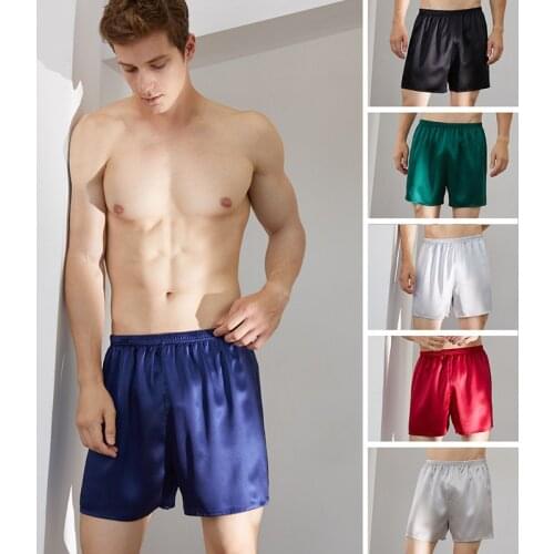 19MM MenS Silk Boxer Underwear Shorts Loungewear Pajama Pants Beach Shorts Comfortable And Breathable Outside Underwear Shorts