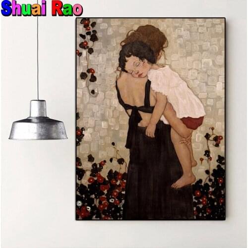 Famous Gustav Klimt Mother and child Full drill,Diamond Embroidery,5D,diy Diamond Painting Stitch,Diamond Mosaic Art home decor