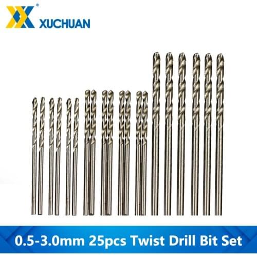 Twist Drill Bit Set Gun Drill Bit HSS Hole Cutter 0.5-3.0mm 25pcs For Woodworking Metal Tools Mini Drill Bits Wood Drill Bit