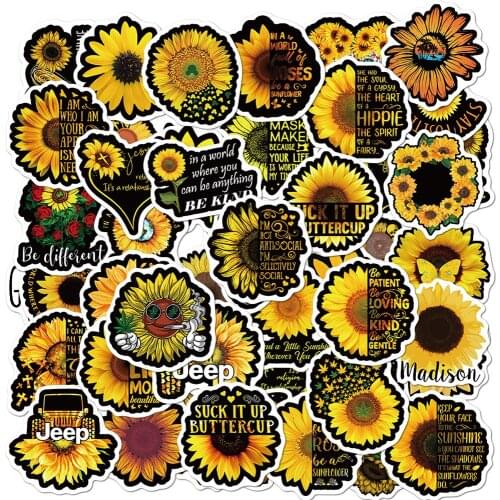 10/30/50PCS You Are My Sunshine Sunflower Flower Stickers Laptop Phone Luggage Waterproof Graffiti Sticker Decal Kid Classic Toy
