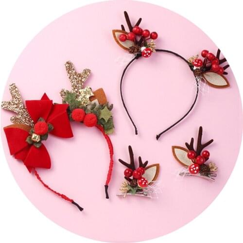 Christmas Baby Headband Fashion Tiara Hair Clips For Children Korean Hair Hoop Fawn Christmas Birthday Party Hair Accessories