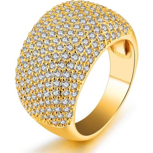 Full Stunning 5A Cubic Zirconia CZ Diamant Fashion Jewelry 10KT Yellow Gold Filled Women Wedding Band Thumb Ring Gift Size 6-9