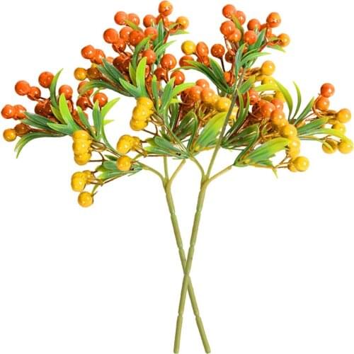 Christmas Decoration Simulation Plant Artifical Flower Red Berries Plastic Rich Fruit 2pcs Crafts Artificial Plants