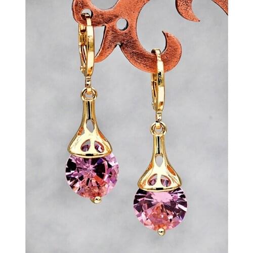 Luxury Fashion Jewelry Women Drop Earrings Big Gem Zircon Dangle Earrings Korean Style Gold Earrings Anniversary Gift OBS1947
