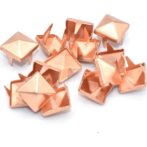 Pyramid Studs Rose Gold Claw Studs Rivet 9mm Spike Nailhead Iron Studs Making Hardware Purse Craft Bag Leather DIY Accessories