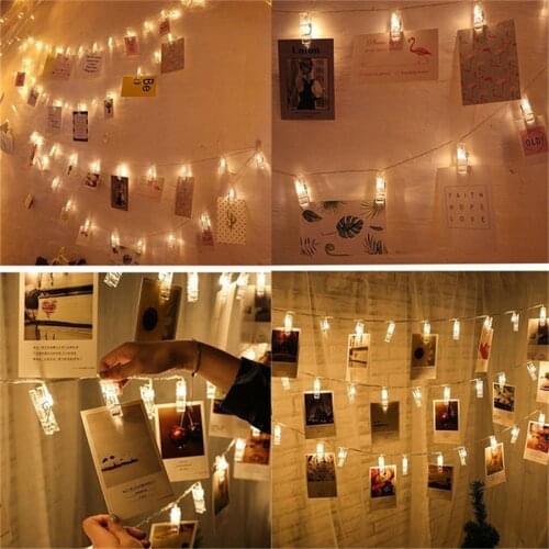 10 20 40 LED Garland Card Photo Clip Led String Fairy Lights Battery Operated Christmas Garlands Wedding Valentines Decoration