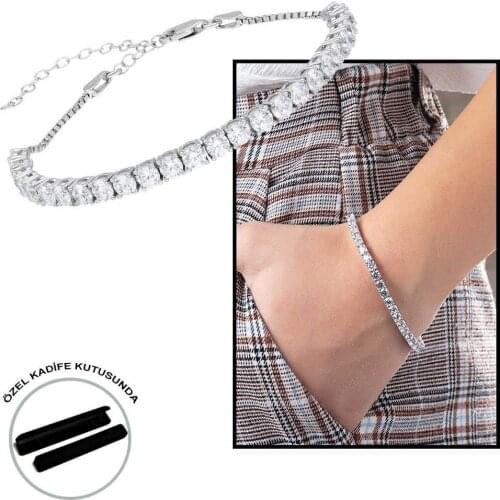 Tesbihane Starlight Diamond Diamond Montür Medium Size 925 Sterling Silver Water Way Bracelets