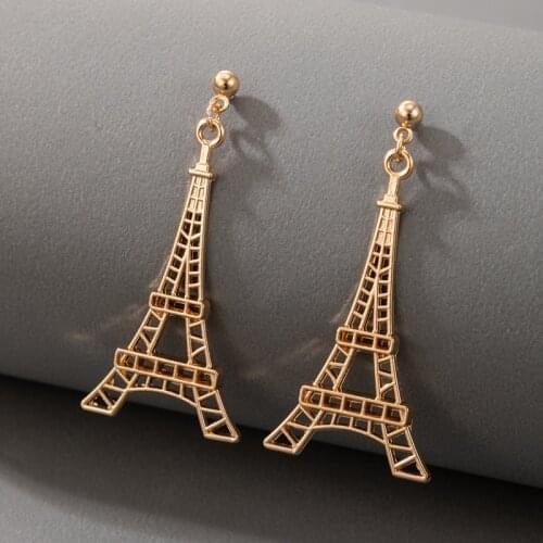 Tocona 3style Fork Beer Bottle Gold Color Drop Earrings for Women Exquisite Tower Geometric Alloy Metal Party Jewelry серьги