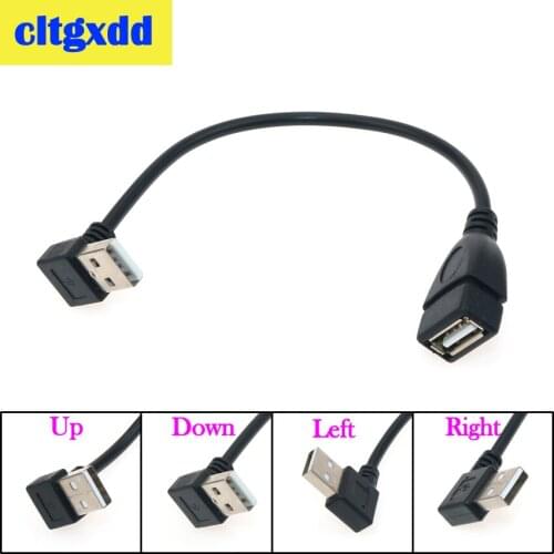 Cltgxdd USB Extension Cables 20cm Female Type A USB 2.0 To Right Angle 90 Degree Male Plug Cable Cord Adapter USB Socket