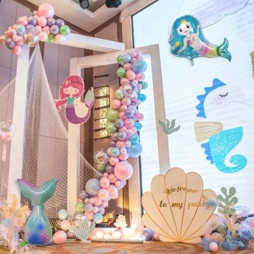 Baby Birthday Party Decoration Birthday Party Balloons Q Version Mermaid Aluminum Balloon Mermaid Theme Baby Shower Supplies