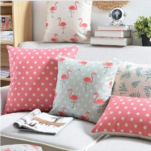 High Quality Tropical Pillowcase Bird Pink Flamingos Cushion Household Linen Throw Pillows Cojines Almofadas Without Fillings
