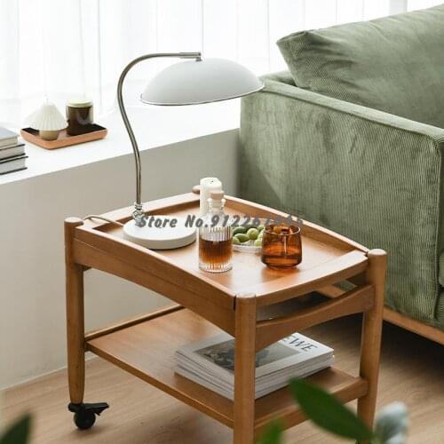 Japanese Movable Small Tea Table Dining Car With Wheels How Many Multifunctional Trolleys Are On The Corners Of Simple Solid Woo