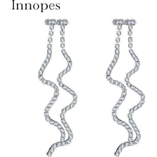 Innopes Star earrings irregularity wave stud earring punk cubic zirconia earrings funny earrings