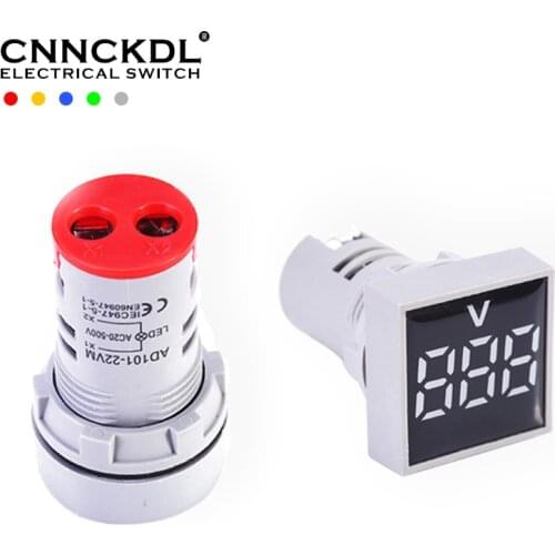 22mm Protective Film Mini AC20-500V digital display LED Square Round Voltmeter voltage meter pilot light Signal Lamp indicator