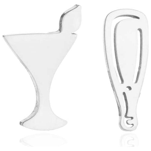 Stainless Steel Wine Bottle Cup Stud Earrings For Women Kids Tiny Hiphop Earings Punk Fashion Jewelry Birthday Gift Wholesale