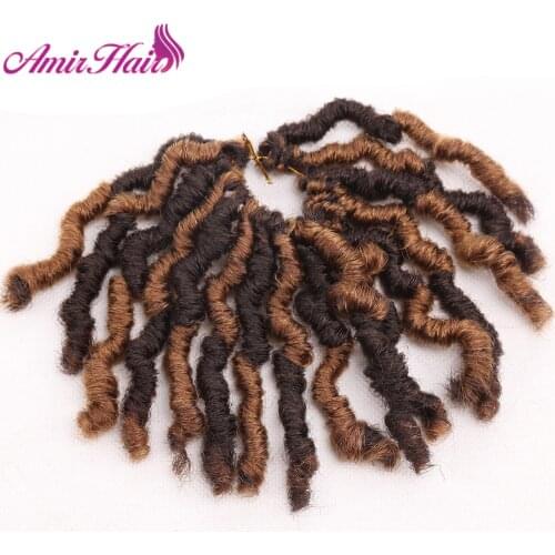 Amir Curly Crochet Braids Faux Locs Ombre Braiding Hair Black Brown Short Crochet Hair For Black Women