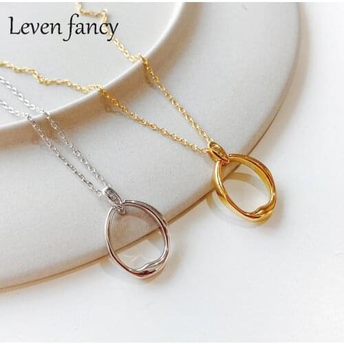 Sterling Silver 925 Necklace for Women Lovers Casual Open Oval Circle Pendant Necklace High Quality Simple Choker